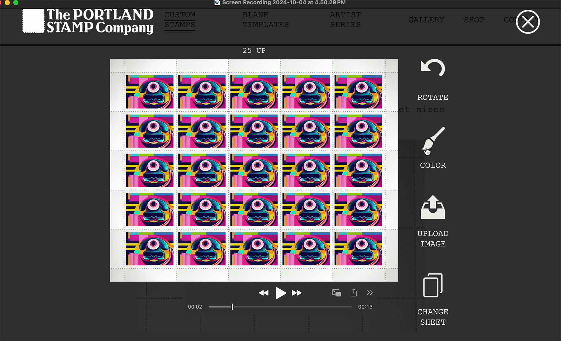 The Portland Stamp Company stamp sheet visualizer tool