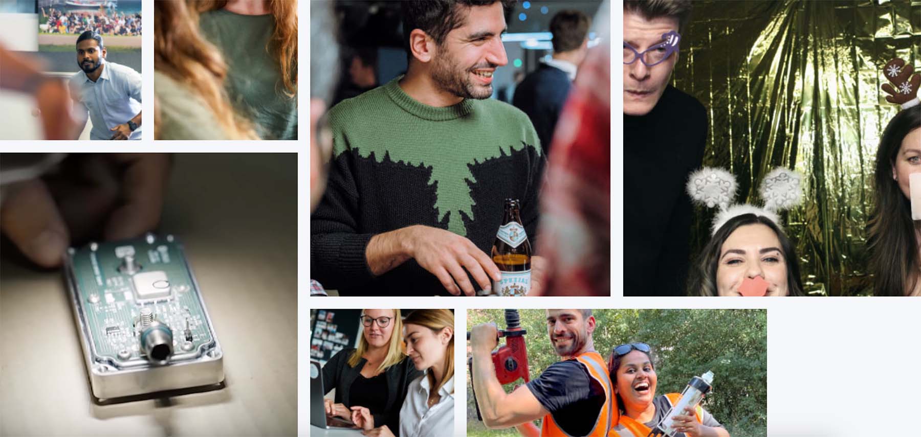 A detail of the KONUX website featuring a stylized photo gallery