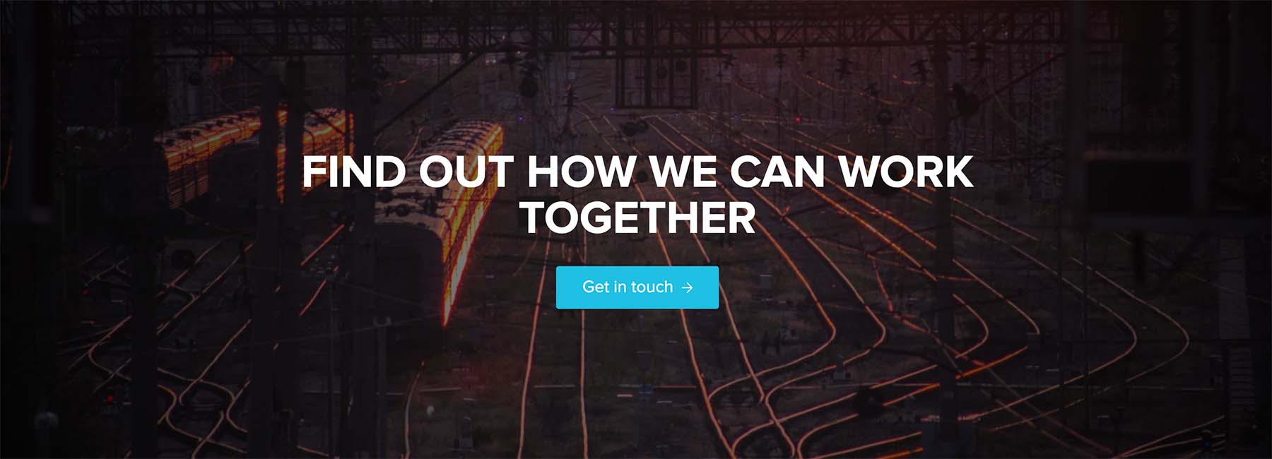 A detail of the KONUX website featuring a call to action that says "Find out how we can work together"