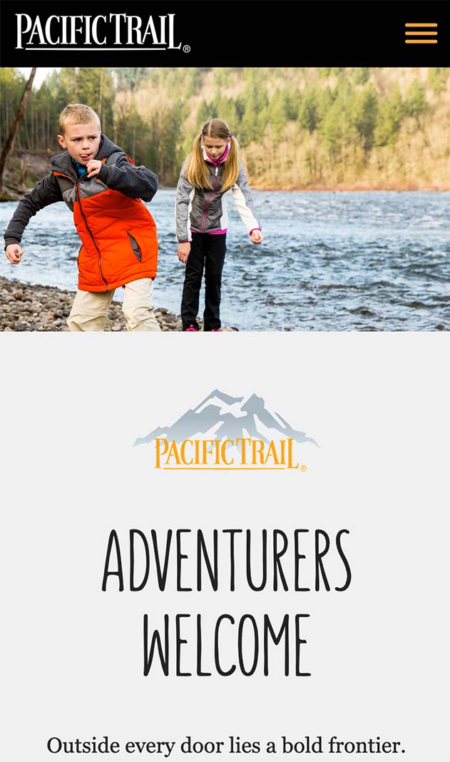 The mobile version of the Pacific Trail website