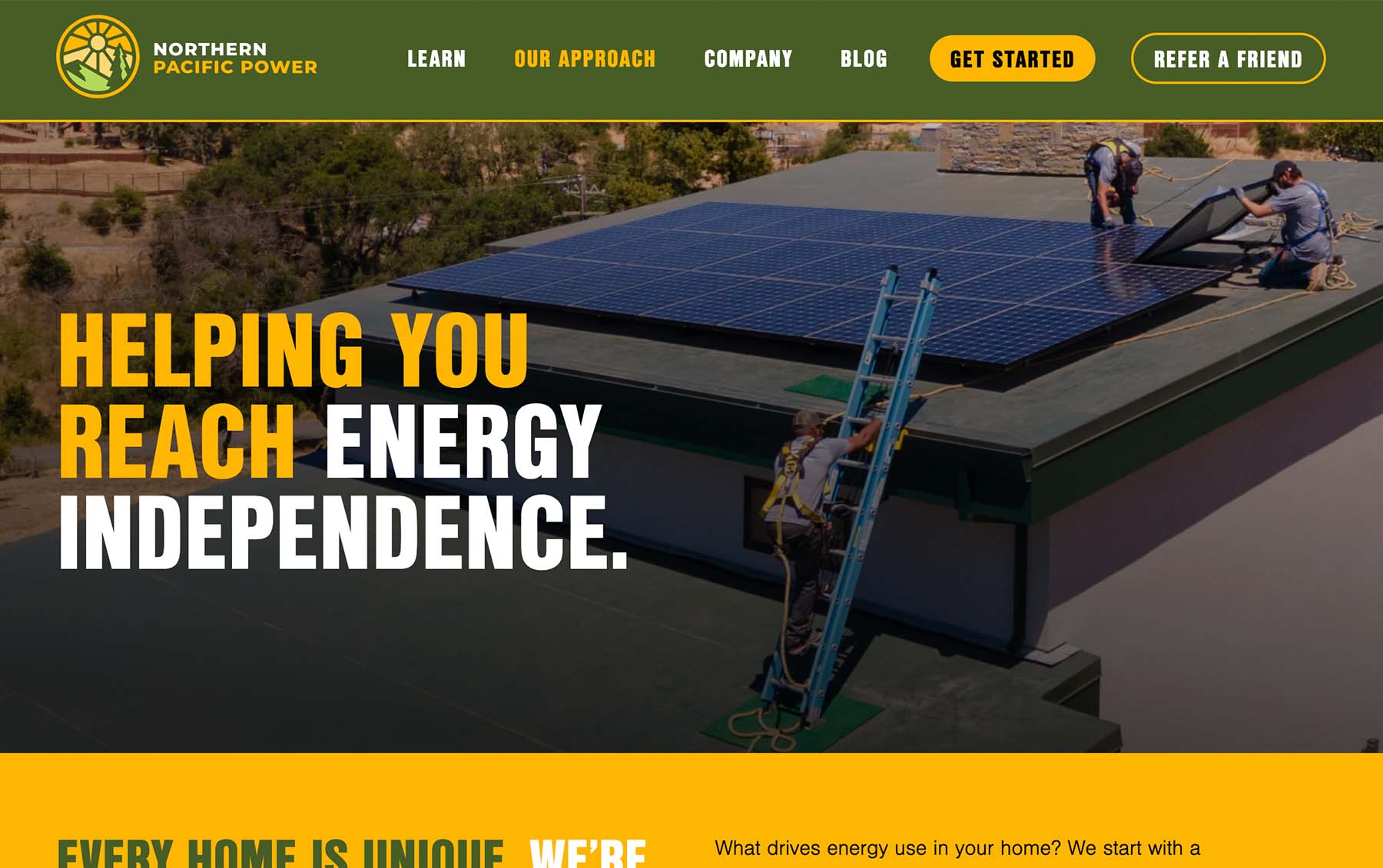 The Our Approach page from the Northern Pacific Power website