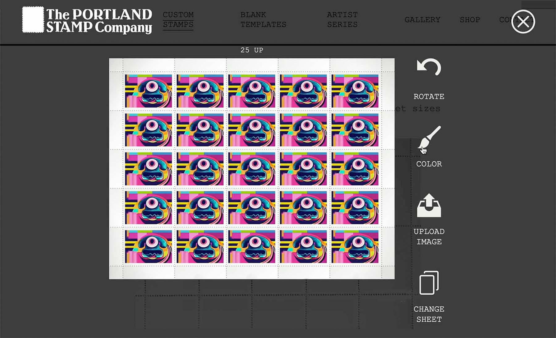 A detail from the Portland Stamp Company website featuring customization of stamps