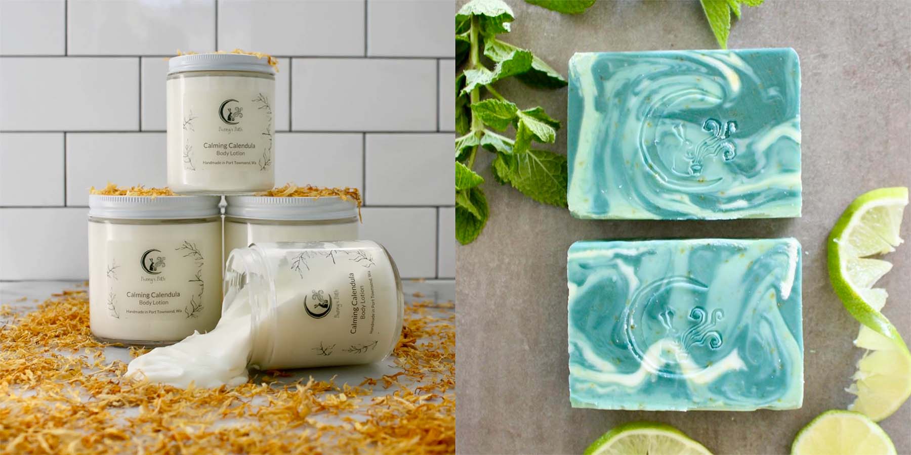 Professional photographs of Bunny's Bath products