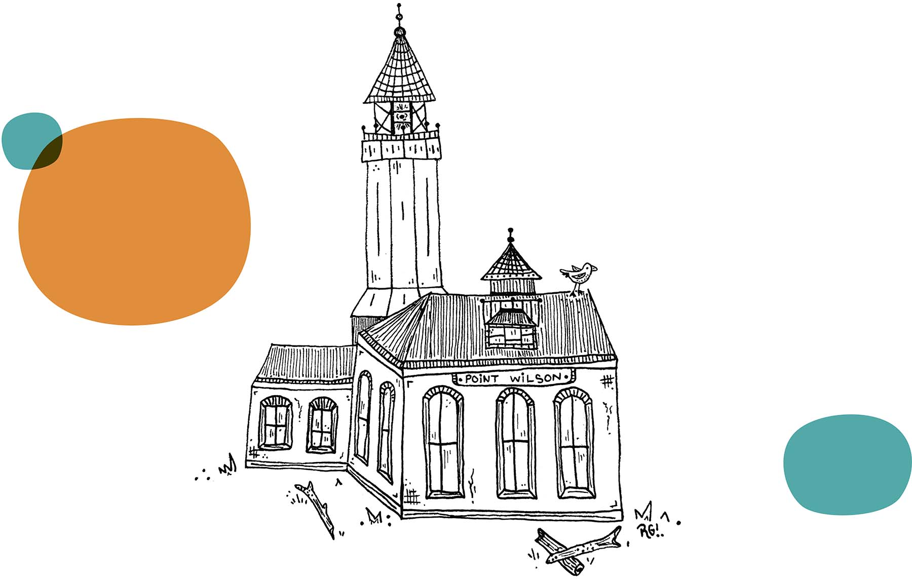 The Point Wilson lighthouse at Fort Worden in Port Townsend, Washington