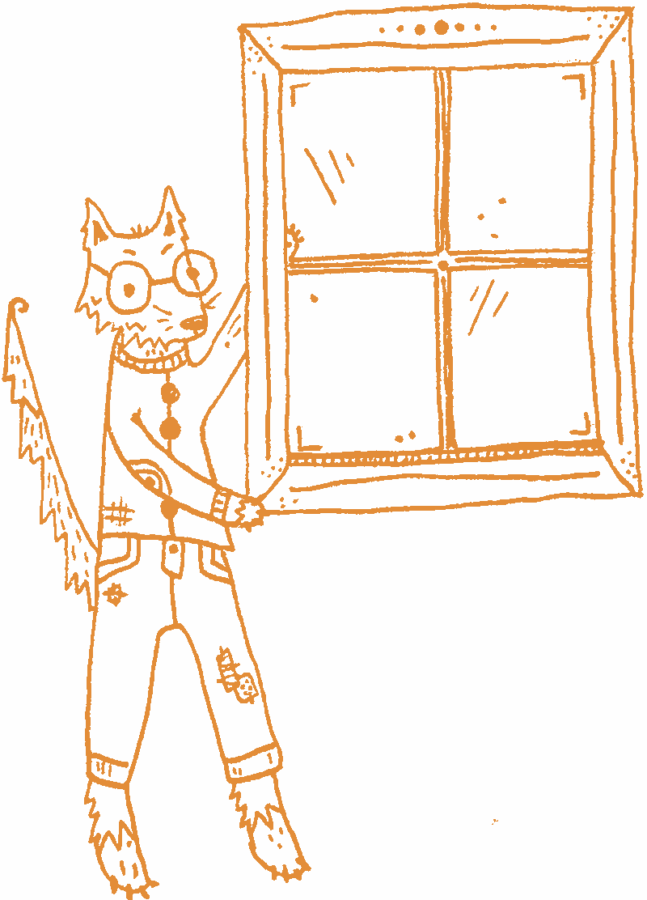 A fox holds a window