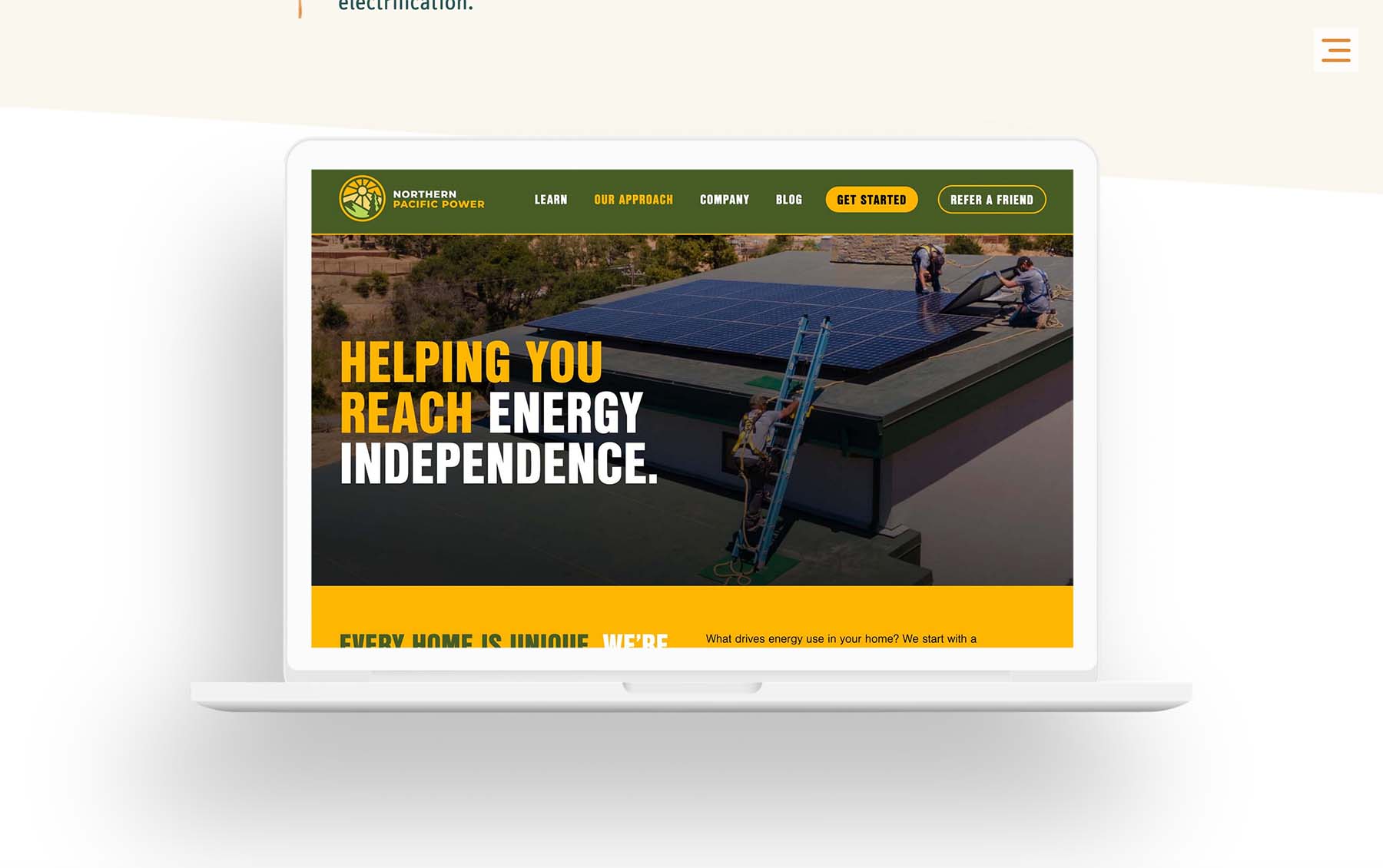 A screenshot from harmonicnw.com featuring an image of the Northern Pacific Power website